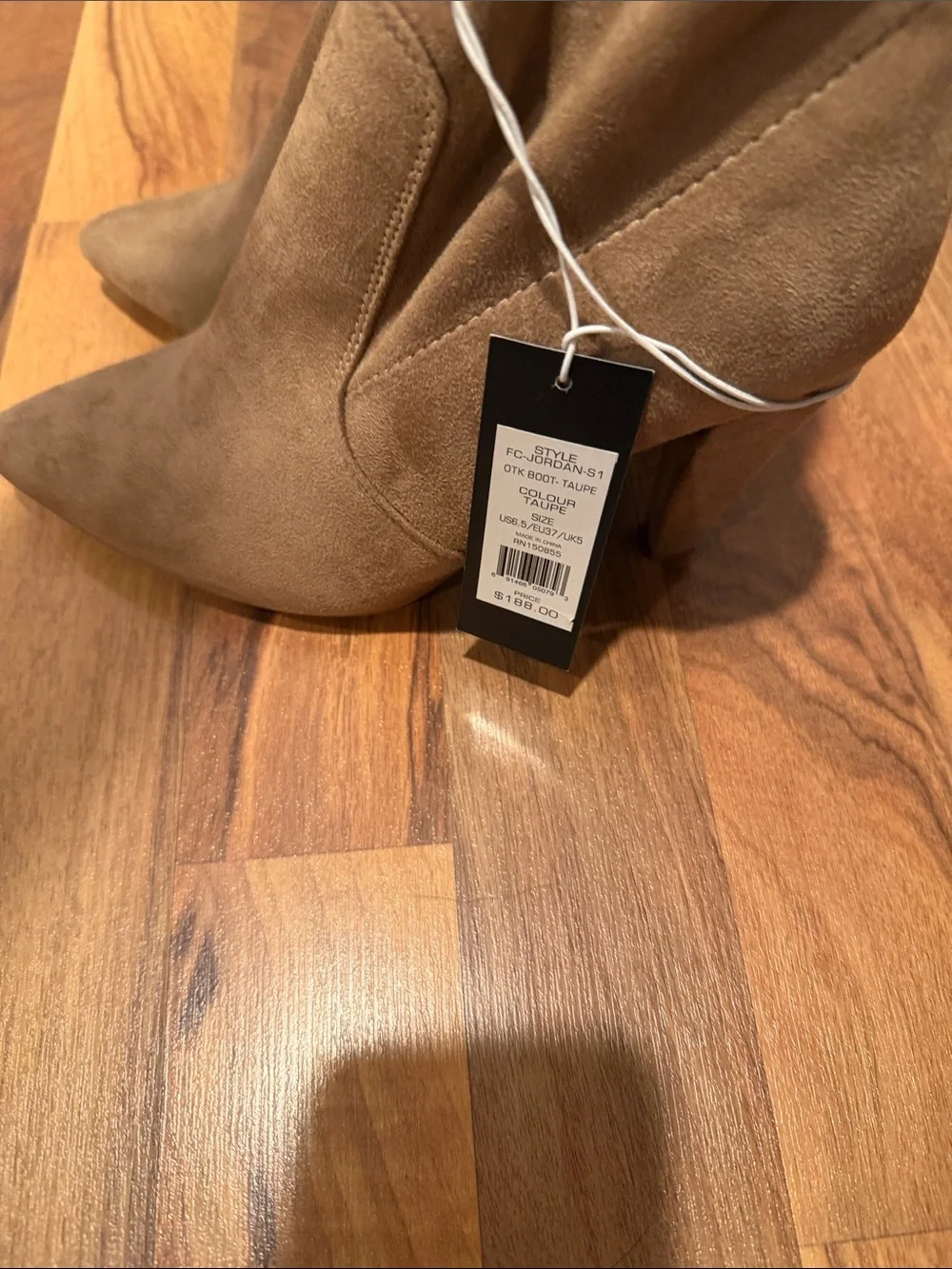 French Connection Tall Pointed-Toe Over-the-Knee Boots in Tan Suede